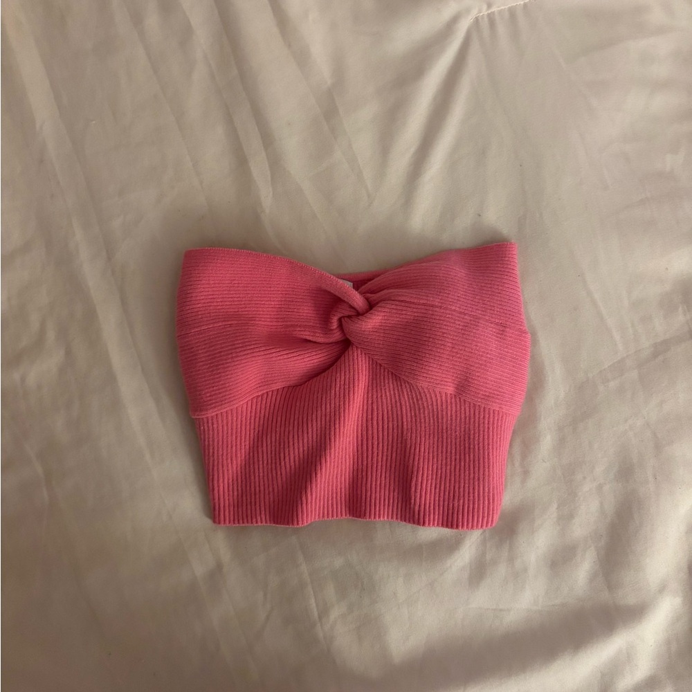 NWOT Polly Knit Crochet Twist Crop Top